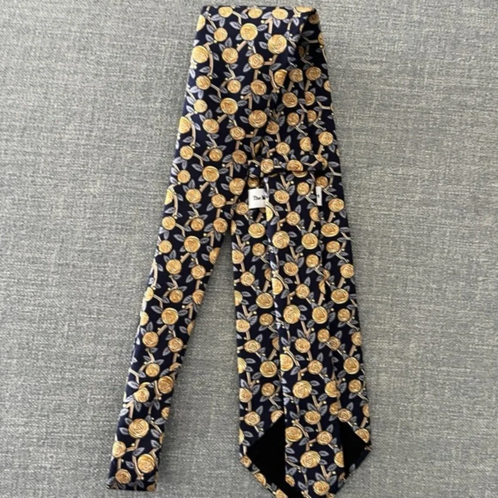 Metropolitan Museum of Art Mens 100% Silk Tie Gold Blue Green‎ Flora Made Italy